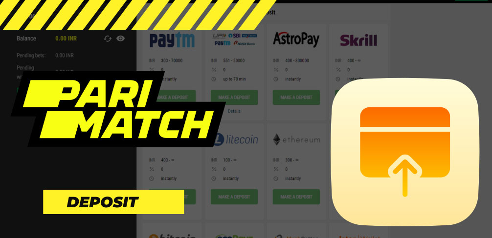 Deposit at Parimatch app